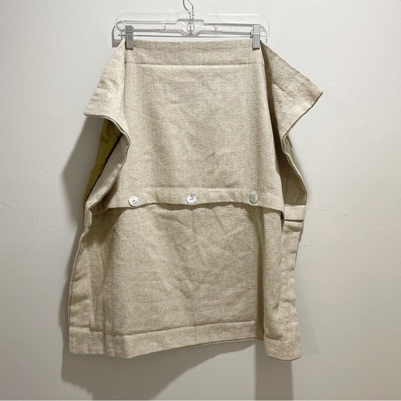 ARHAUS Euro Pillow Cover Green Beige Silk Dupioni Reverses To Linen Weave 29X29 - Picture 3 of 5